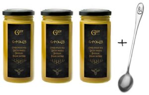 Поръчай три бурканчета G-Power - мощен комплекс от пчелни суперхрани /пчелен мед, пчелен прашец, пчелно млечице, прополис/ с отстъпка, и вземи подарък висококачествена лъжичка за мед. 