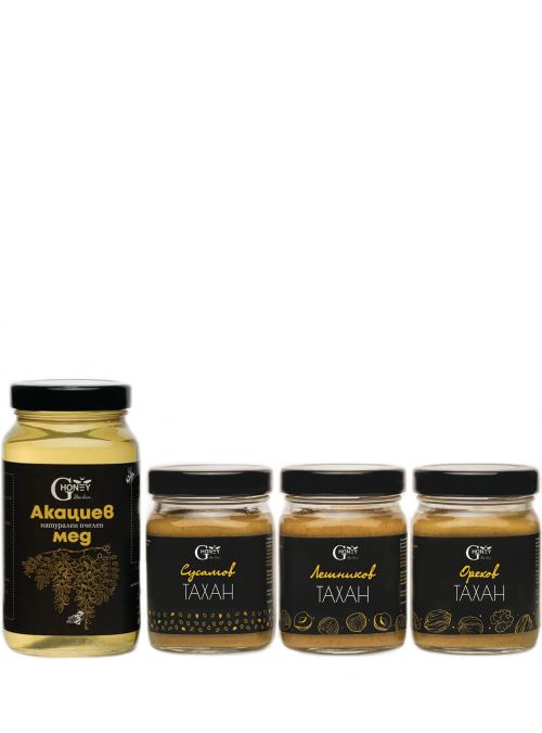 сет от акациев мед и три вида тахан